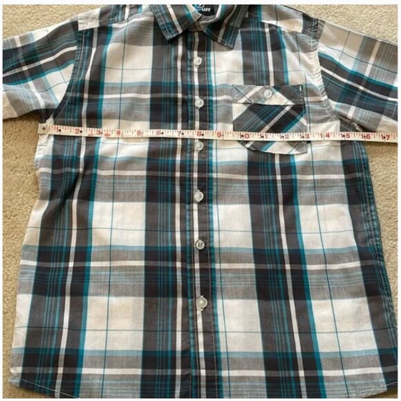 Amplify button down plaid short sleeve shirt blue turquoise white gray Small 8 - Picture 7 of 8